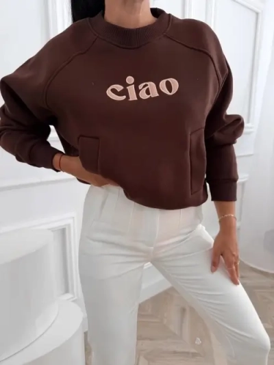 Mojo bluza damska ciao oversize z kieszeniami, bawełna 100%