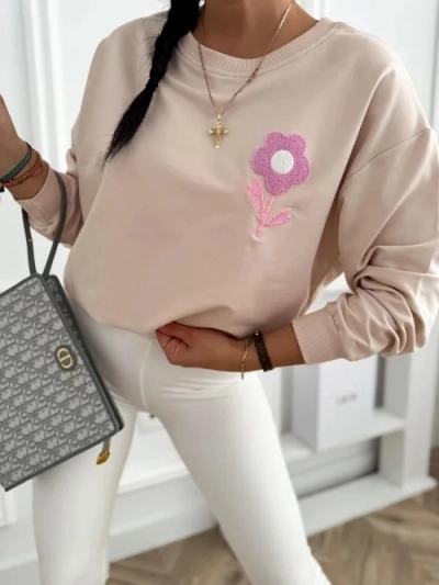 Mojo bluza damska oversize z kwiatem i motywem na plecach