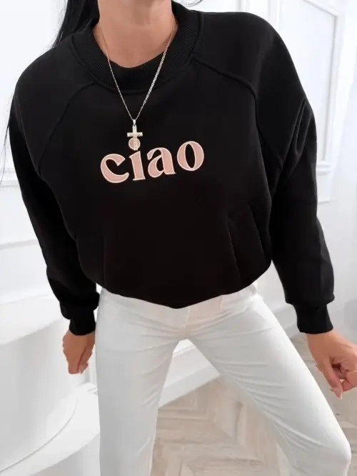 Mojo bluza damska ciao oversize z kieszeniami, bawełna 100%