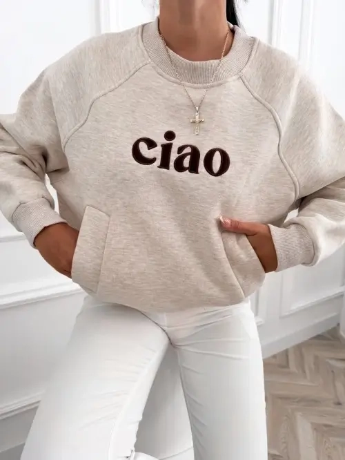 Mojo bluza damska ciao oversize z kieszeniami, bawełna 100%