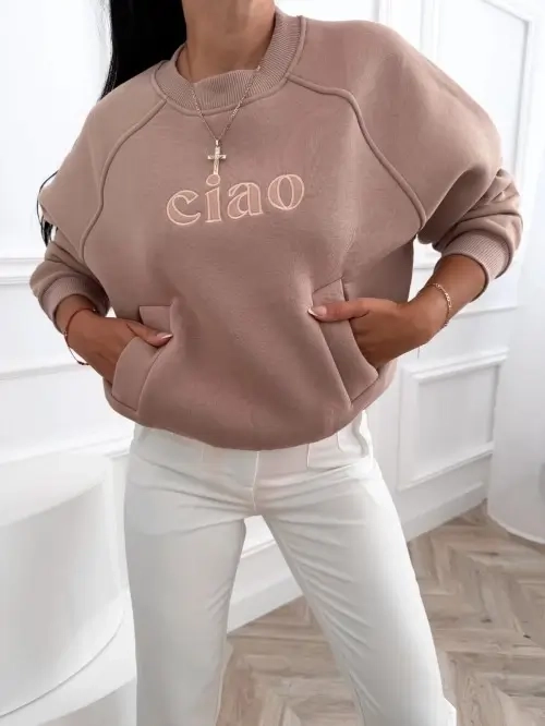 Mojo bluza damska ciao oversize z kieszeniami, bawełna 100%