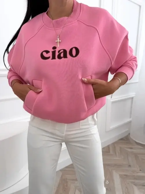 Mojo bluza damska ciao oversize z kieszeniami, bawełna 100%
