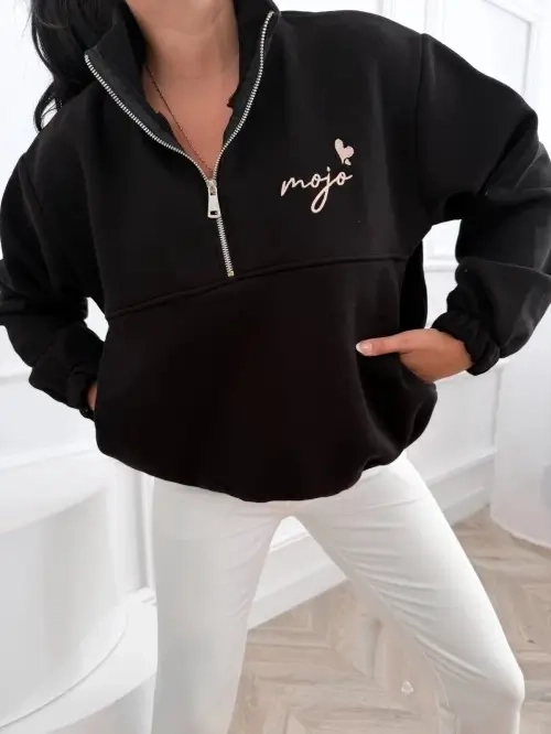 MOJO bawełniana bluza damska oversize ze stójką