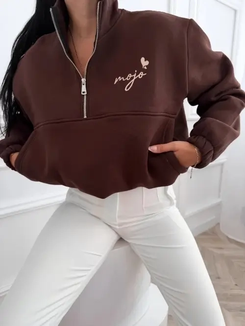 MOJO bawełniana bluza damska oversize ze stójką