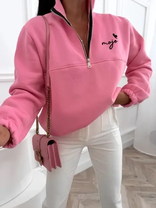 MOJO bawełniana bluza damska oversize ze stójką