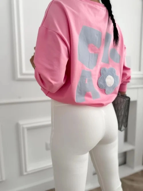 Mojo bluza damska oversize z kwiatem i motywem na plecach