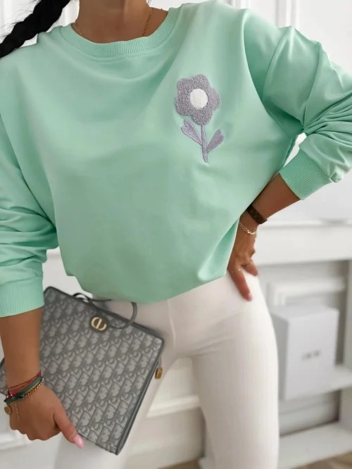 Mojo bluza damska oversize z kwiatem i motywem na plecach