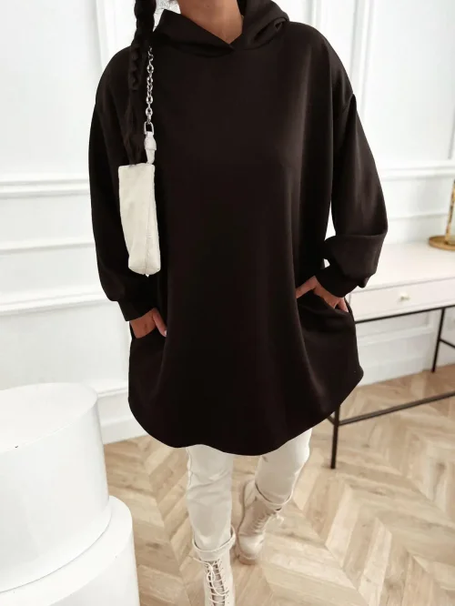 Bluza tunika czarna, gładka, oversize