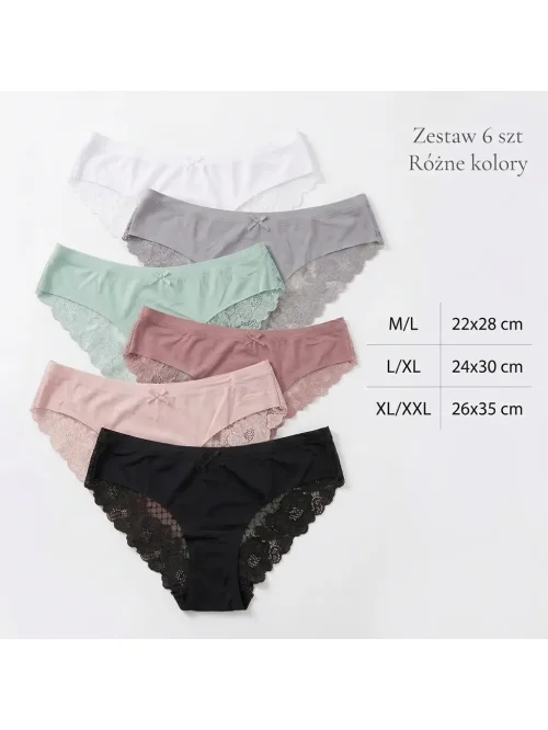 Zestaw 6 szt. majtek damskich koronkowych – bezszwowe figi