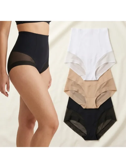 Zestaw 3 szt. majtek damskich – wysoki stan, bezszwowe