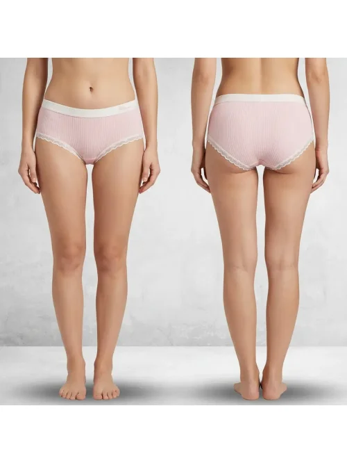 Figi damskie prążkowane z koronką 7 szt. mix kolorów