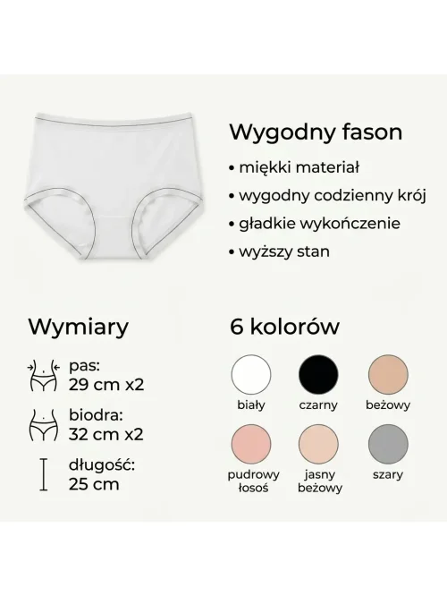 Figi damskie 6 szt. wysoki stan mix kolorów