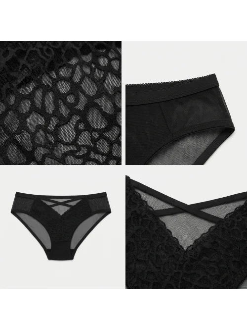 Majtki damskie z siateczki 6 szt. mix kolorów