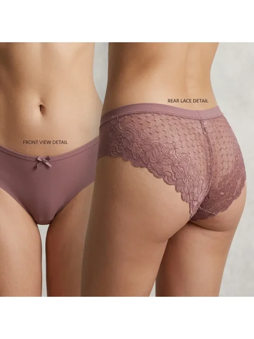 Figi damskie 6sz z koronkowym tyłem i kokardką