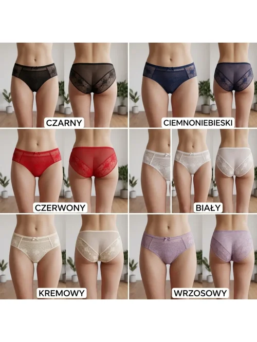 Majtki damskie figi siateczkowe 6 szt. mix kolorów