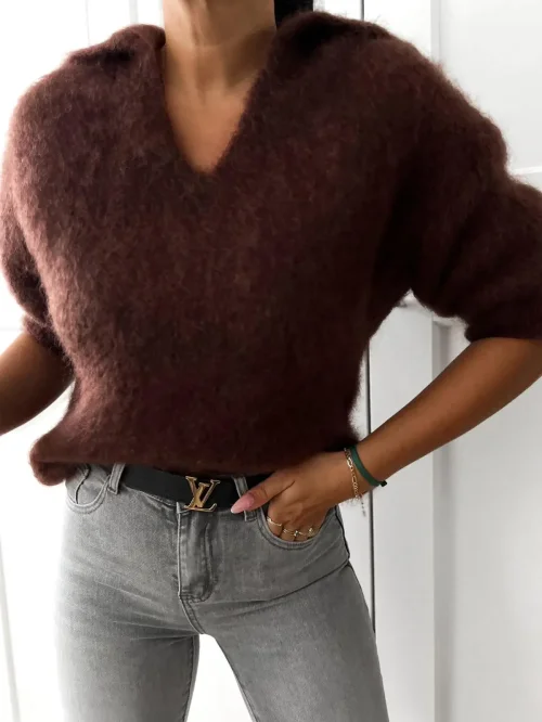 Sweter moherowy z kołnierzem Kid Mohair