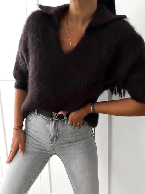Sweter moherowy z kołnierzem Kid Mohair