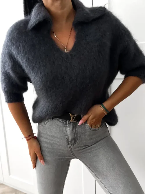 Sweter moherowy z kołnierzem Kid Mohair