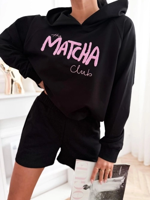 Komplet damski z bluzą z kapturem i szortami MATCHA CLUB