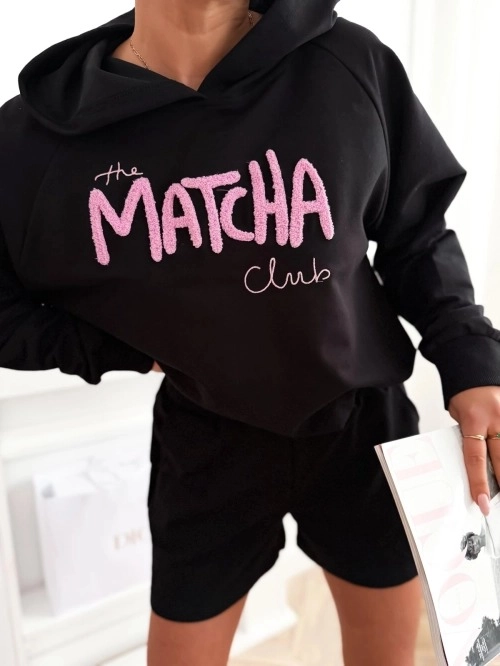 Komplet damski z bluzą z kapturem i szortami MATCHA CLUB