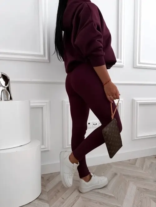 Komplet damski MOJO STUDIO ocieplana bluza i prążkowane legginsy