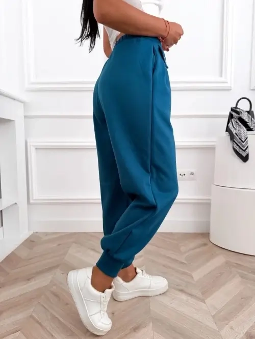 Spodnie damskie joggery wysoki stan, gumka w pasie, ściągacze u dołu