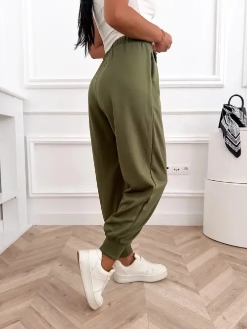 Spodnie damskie joggery wysoki stan, gumka w pasie, ściągacze u dołu